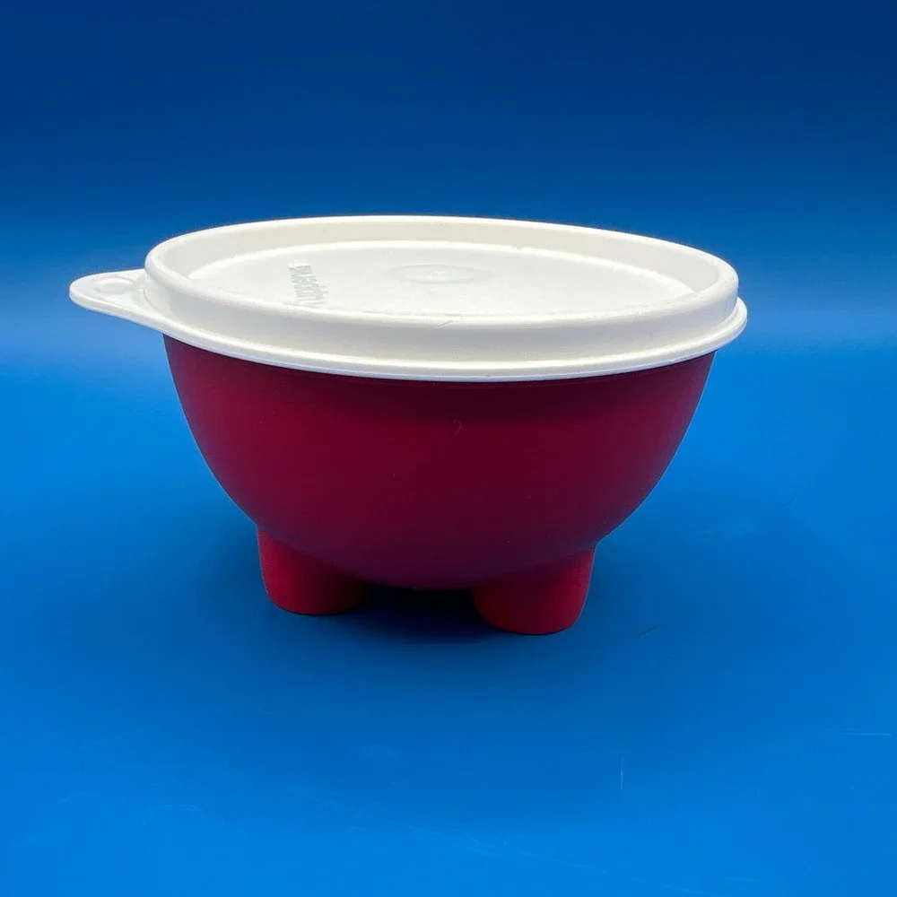 Tupperware Red Molcajete Salsa & Dip Bowl with White Lid 450ml